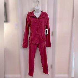 Rae Mode Athleisure Hooded Jacket and Leggings NWT Size Large in Red/Coral